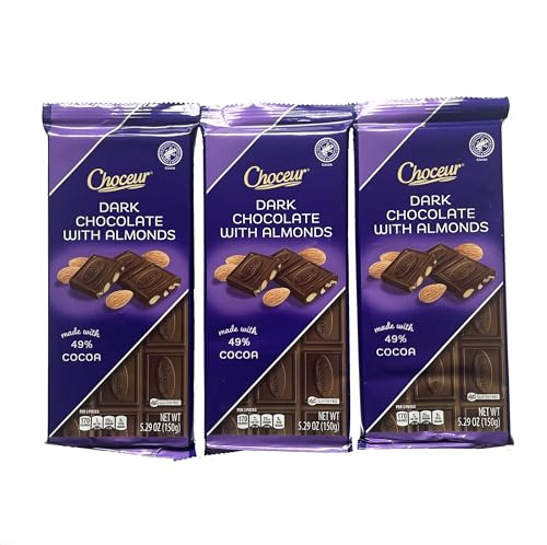 Choceur Dark Chocolate with Almonds Gourmet Chocolatier 5.29 oz made with 49% Cacao (3)